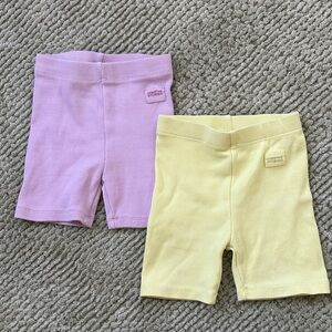 Zara Kids Ribbed Bike Shorts - Lavender & Pale Yellow (2-Pack)